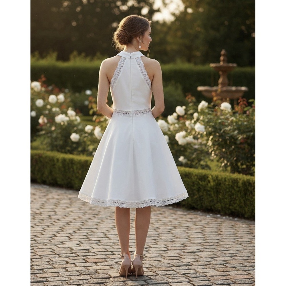 NWT! LULU'S Darling Romance White Fit & Flare High Halter Mini Dress Small New